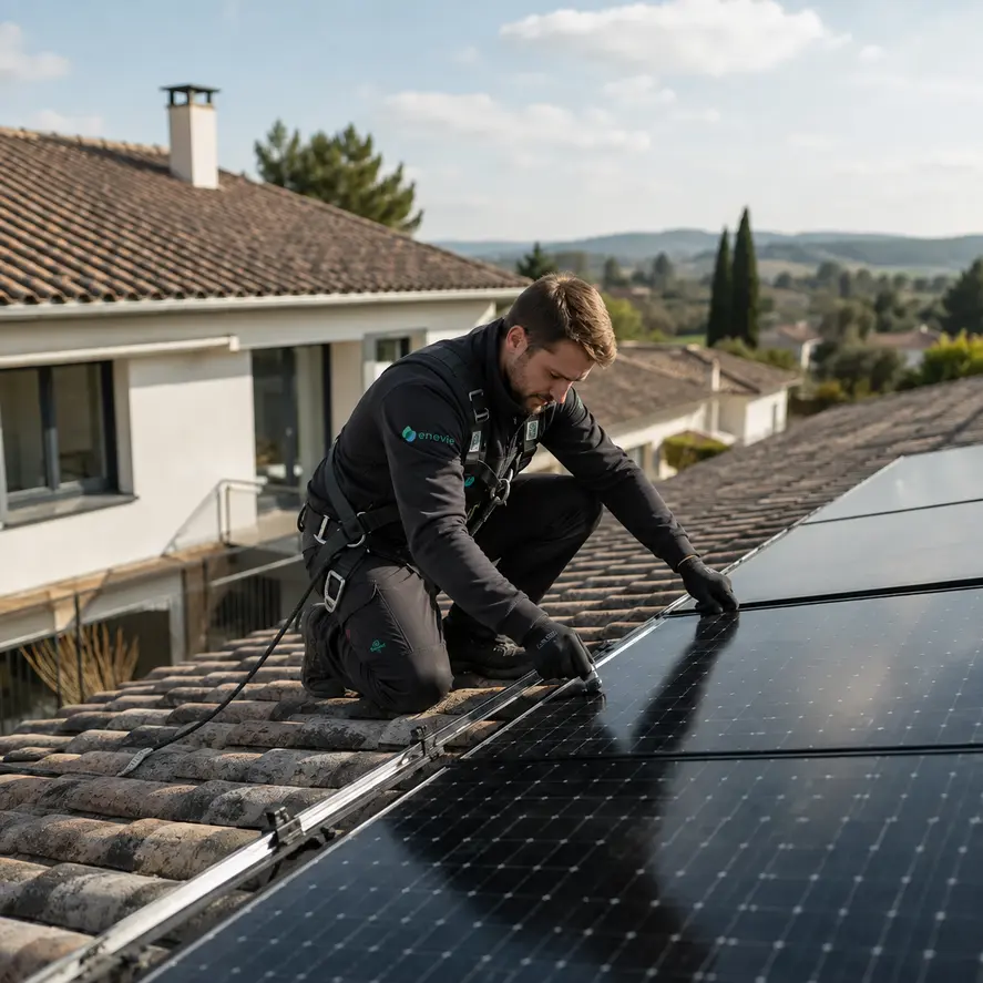 Installation de panneaux photovoltaïques sur la toiture d’une maison